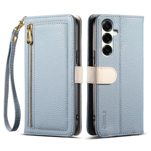Samsung Galaxy S26 ESEBLE E11 Colorful Litchi Pattern Zipper Wallet Leather Phone Case - Sky Blue
