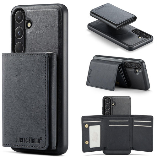 Samsung Galaxy S26 Fierre Shann 2 in 1 Holder RFID Card Slot Wallet MagSafe Phone Case - Black