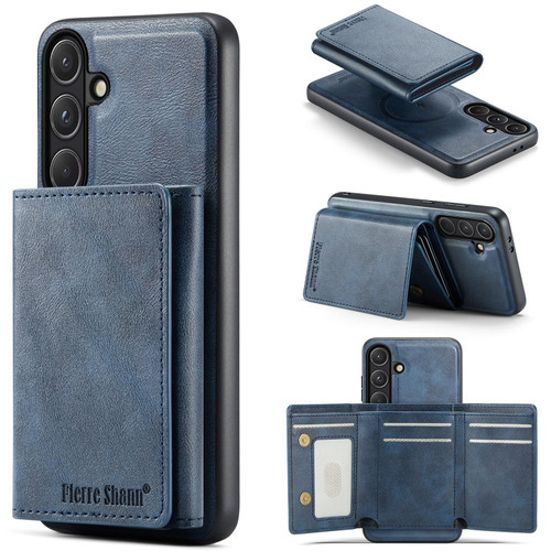 Samsung Galaxy S26 Fierre Shann 2 in 1 Holder RFID Card Slot Wallet MagSafe Phone Case - Blue