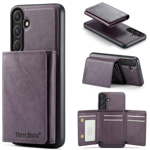 Samsung Galaxy S26 Fierre Shann 2 in 1 Holder RFID Card Slot Wallet MagSafe Phone Case - Purple