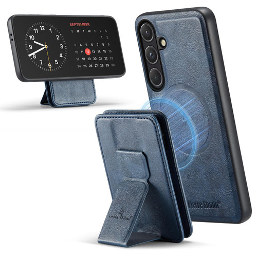 Samsung Galaxy S26 Fierre Shann FS028 MagSafe RFID Card Holder Back Phone Case - Blue