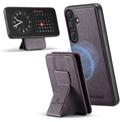 Samsung Galaxy S26 Fierre Shann FS028 MagSafe RFID Card Holder Back Phone Case - Purple