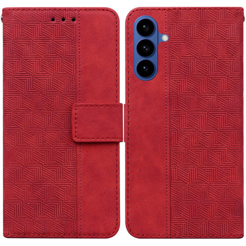 Samsung Galaxy S26 Geometric Embossed Leather Phone Case - Red