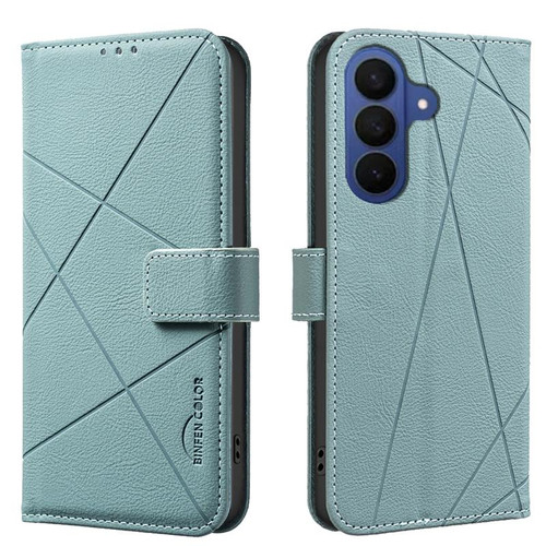 Samsung Galaxy S26 Geometric Pattern RFID Leather Phone Case - Green