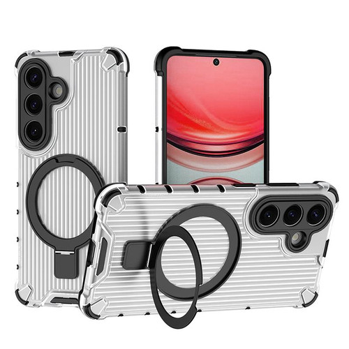 Samsung Galaxy S26 Grating Holder Shockproof Phone Case - Transparent