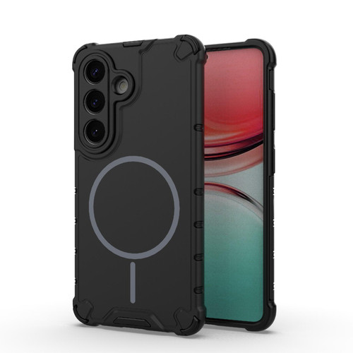 Samsung Galaxy S26 Grating Solid Color MagSafe Magnetic Phone Case - Black