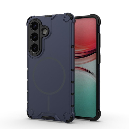 Samsung Galaxy S26 Grating Solid Color MagSafe Magnetic Phone Case - Dark Blue