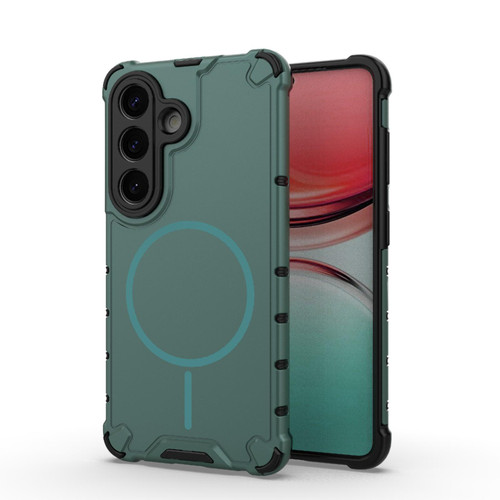 Samsung Galaxy S26 Grating Solid Color MagSafe Magnetic Phone Case - Green