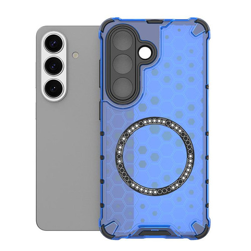 Samsung Galaxy S26 Honeycomb Magnetic Ring Shockproof Phone Case - Blue