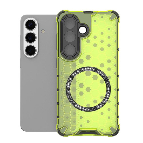 Samsung Galaxy S26 Honeycomb Magnetic Ring Shockproof Phone Case - Green