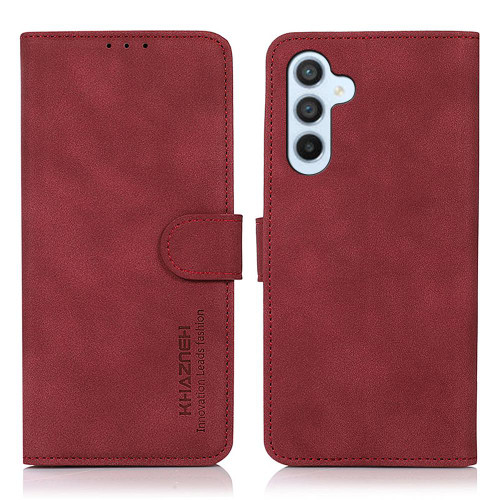 Samsung Galaxy S26 KHAZNEH Matte Texture Leather Phone Case - Red