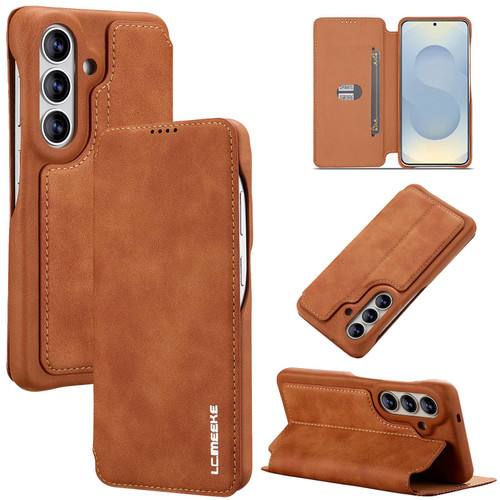 Samsung Galaxy S26 LC.IMEEKE Hon Ancient Series Flip Leather Phone Case - Brown