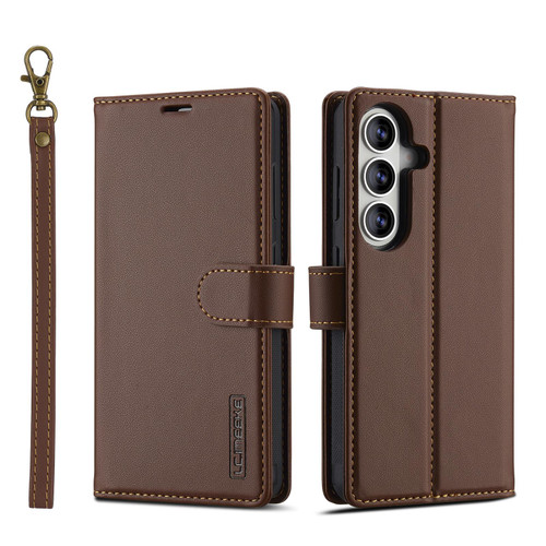 Samsung Galaxy S26 LC.IMEEKE L2 Series Detachable Magsafe PU Phone Case with Lanyard - Brown