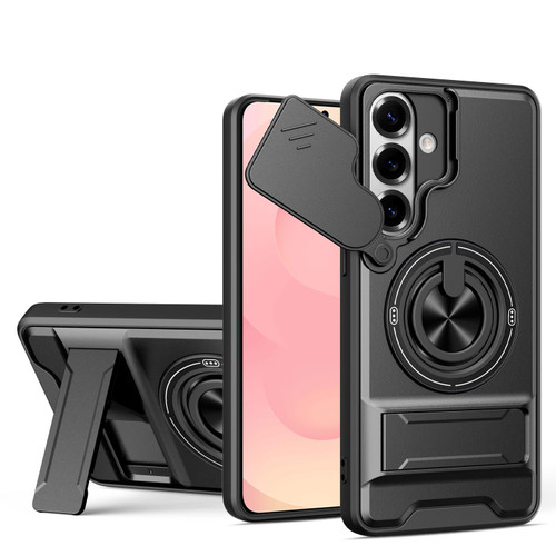 Samsung Galaxy S26 Lens Sliding Window Multifunctional Magnetic Shockproof Phone Case - Black