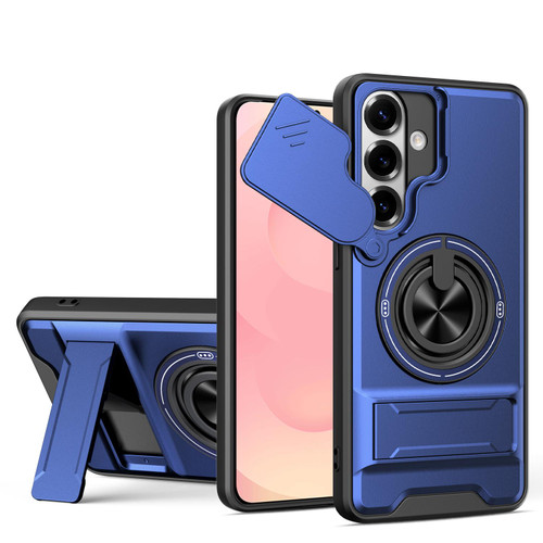 Samsung Galaxy S26 Lens Sliding Window Multifunctional Magnetic Shockproof Phone Case - Royal Blue