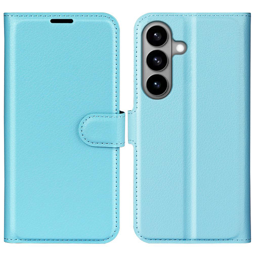 Samsung Galaxy S26 Litchi Texture Horizontal Flip Leather Phone Case with Holder - Blue