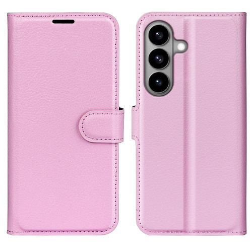Samsung Galaxy S26 Litchi Texture Horizontal Flip Leather Phone Case with Holder - Pink