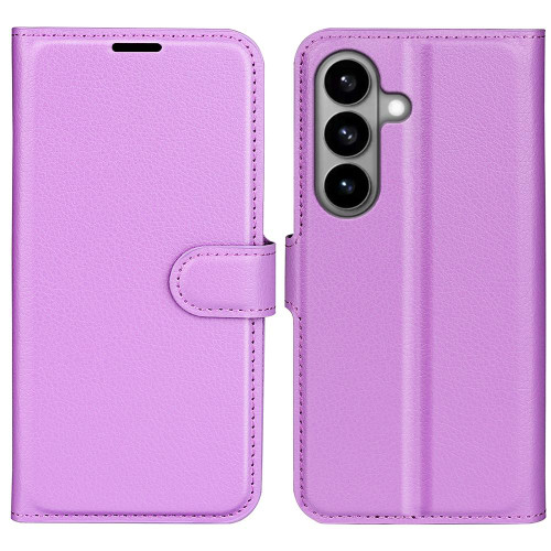 Samsung Galaxy S26 Litchi Texture Horizontal Flip Leather Phone Case with Holder - Purple