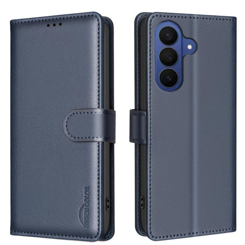 Samsung Galaxy S26 Litchi Texture RFID Anti-theft Leather Phone Case - Blue