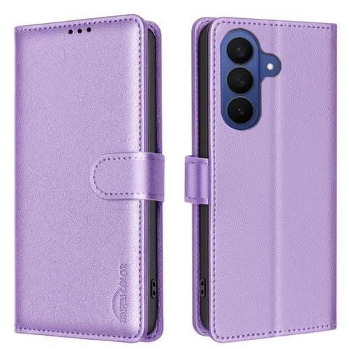 Samsung Galaxy S26 Litchi Texture RFID Anti-theft Leather Phone Case - Purple