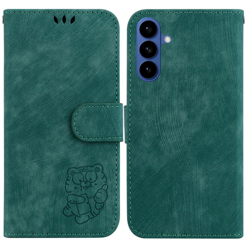 Samsung Galaxy S26 Little Tiger Embossed Leather Phone Case - Green