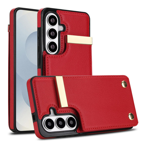 Samsung Galaxy S26 Metal Buckle Card Slots Phone Case - Red