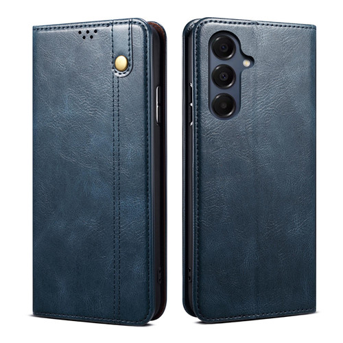 Samsung Galaxy S26 Oil Wax Crazy Horse Texture Leather Phone Case - Blue