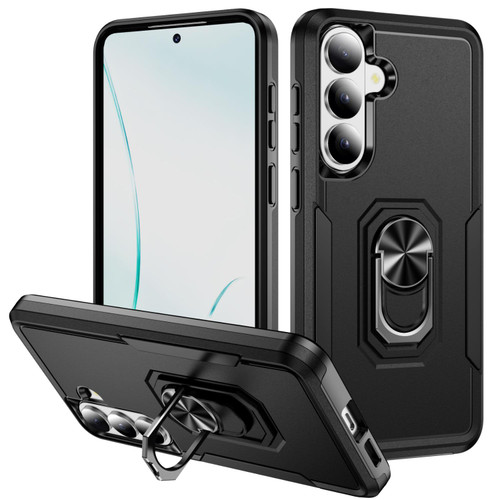 Samsung Galaxy S26 Pioneer Armor Heavy Duty PC Hybrid TPU Phone Case with Holder - Black