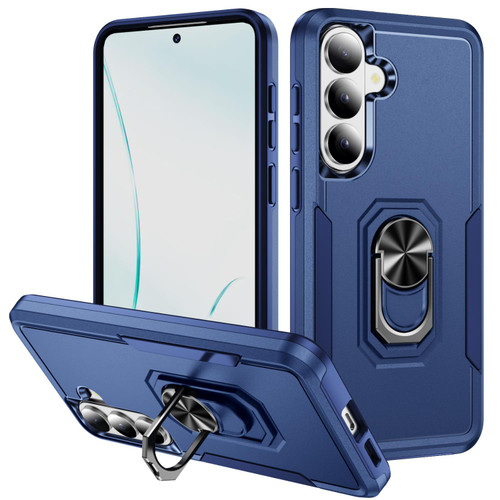 Samsung Galaxy S26 Pioneer Armor Heavy Duty PC Hybrid TPU Phone Case with Holder - Blue