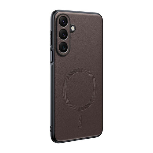 Samsung Galaxy S26 Plain Leather MagSafe Shockproof Phone Case - Brown