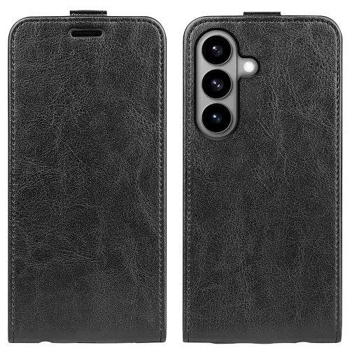 Samsung Galaxy S26 R64 Texture Single Vertical Flip Leather Phone Case - Black