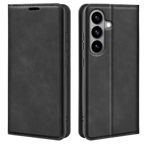 Samsung Galaxy S26 Retro-skin Magnetic Suction Leather Phone Case - Black