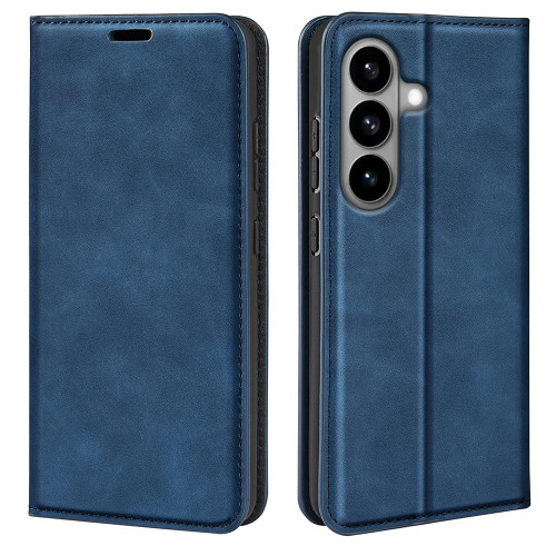 Samsung Galaxy S26 Retro-skin Magnetic Suction Leather Phone Case - Dark Blue