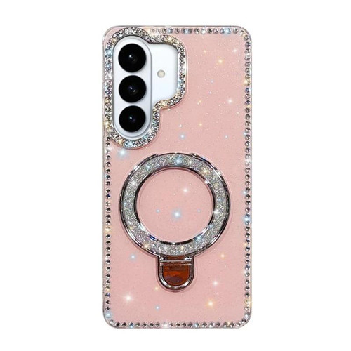 Samsung Galaxy S26 Rhinestone Glitter Kickstand Dual-side IMD Phone Case - Glitter Light Pink