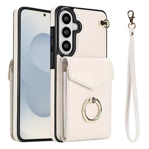 Samsung Galaxy S26 Ring Holder RFID Card Slot Phone Case - Beige