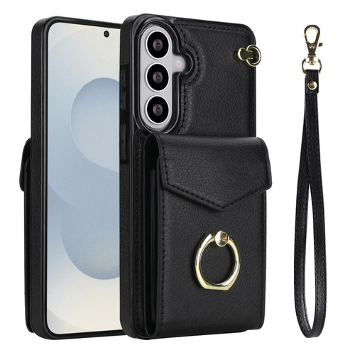 Samsung Galaxy S26 Ring Holder RFID Card Slot Phone Case - Black