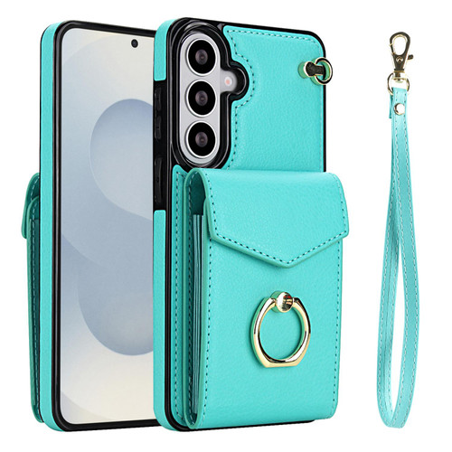 Samsung Galaxy S26 Ring Holder RFID Card Slot Phone Case - Mint Green