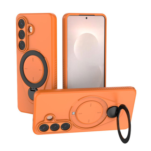 Samsung Galaxy S26 Ring Shield MagSafe TPU Phone Case with 360 Degree Rotating Holder - Orange