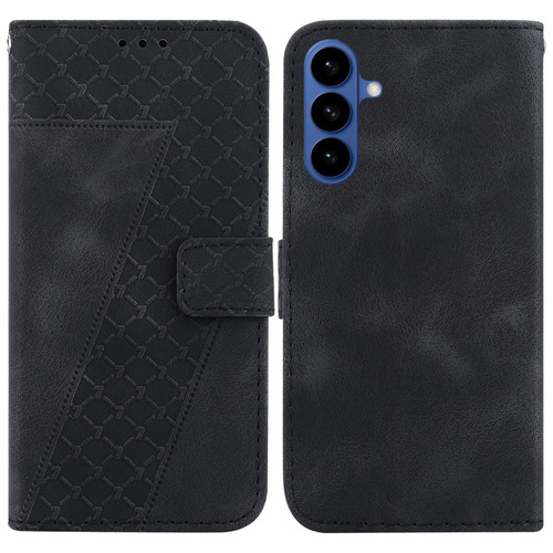 Samsung Galaxy S26 Seven-shaped Embossed Leather Phone Case - Black