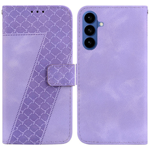 Samsung Galaxy S26 Seven-shaped Embossed Leather Phone Case - Purple