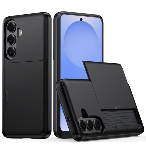 Samsung Galaxy S26 Shockproof Armor Phone Case with Card Slot - Black