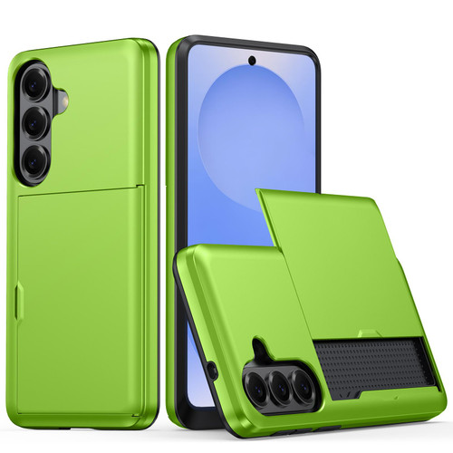 Samsung Galaxy S26 Shockproof Armor Phone Case with Card Slot - Green