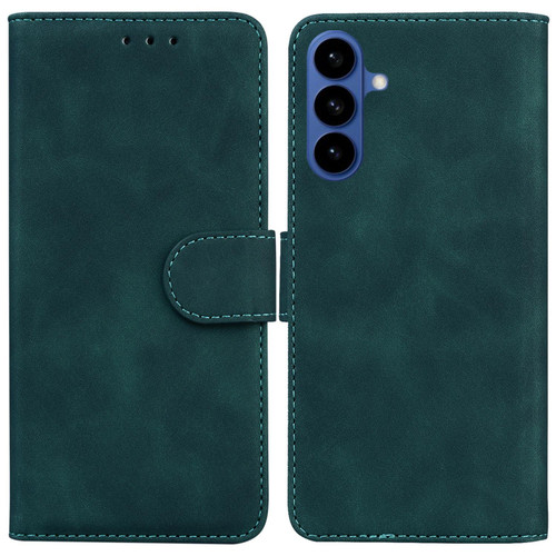 Samsung Galaxy S26 Skin Feel Pure Color Flip Leather Phone Case - Green