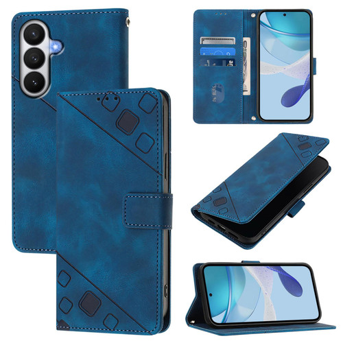 Samsung Galaxy S26 Skin-feel Embossed Leather Phone Case - Blue