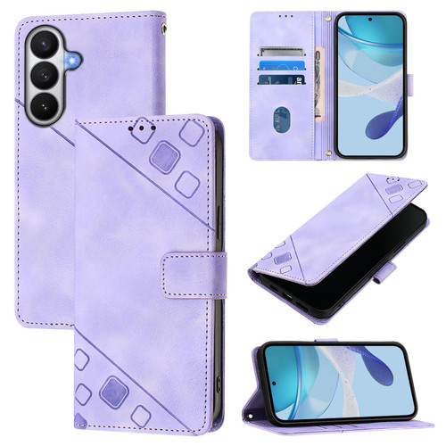 Samsung Galaxy S26 Skin-feel Embossed Leather Phone Case - Light Purple