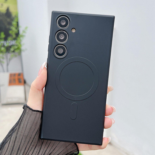 Samsung Galaxy S26 Solid Color Liquid Silicone MagSafe Magnetic Phone Case - Black