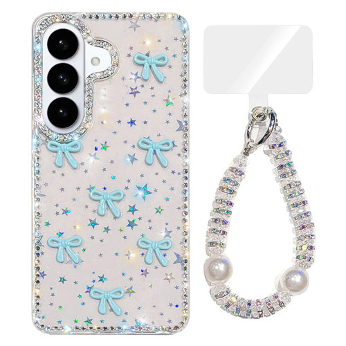 Samsung Galaxy S26 Sparkling IMD Colorful Bow Phone Case with Bracelet - Star Transparent
