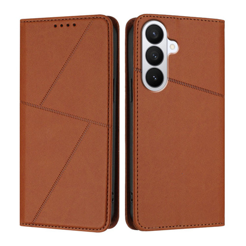 Samsung Galaxy S26 Strong Magnetic Frosted Flip Leather Phone Case - Coffee Color