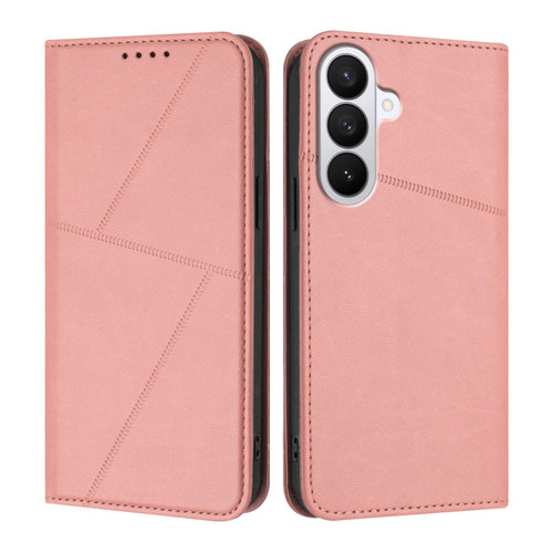 Samsung Galaxy S26 Strong Magnetic Frosted Flip Leather Phone Case - Pink