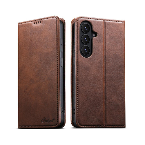 Samsung Galaxy S26 Suteni Calf Texture Horizontal Flip Leather Phone Case - Brown